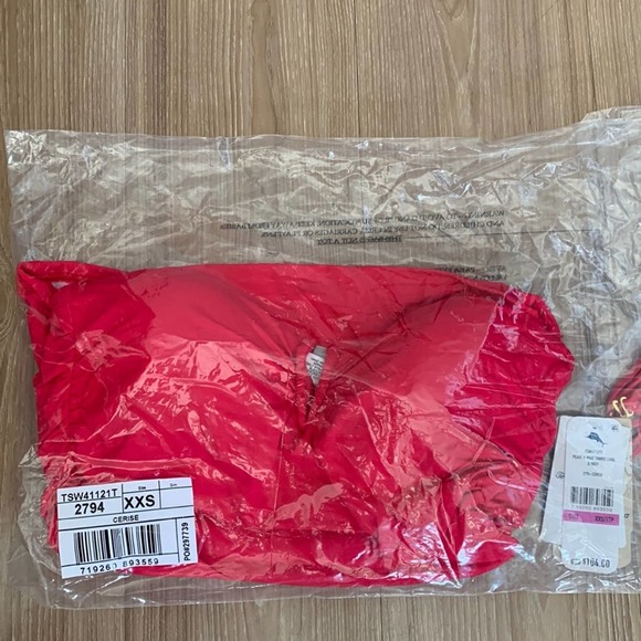 Tommy Bahama Pearl V Wire Shirred Long Bandini Swim Top in Cerise - Picture 2 of 5